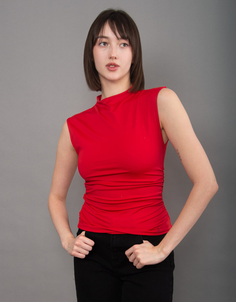 Yve Mock Neck Ruched Tank Top