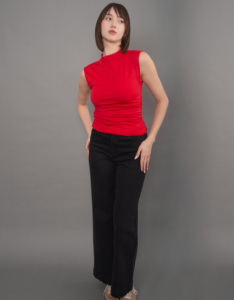 Yve Mock Neck Ruched Tank Top