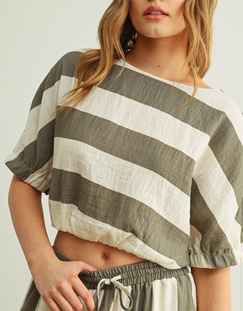 Wide Stripe Boat Neck Top