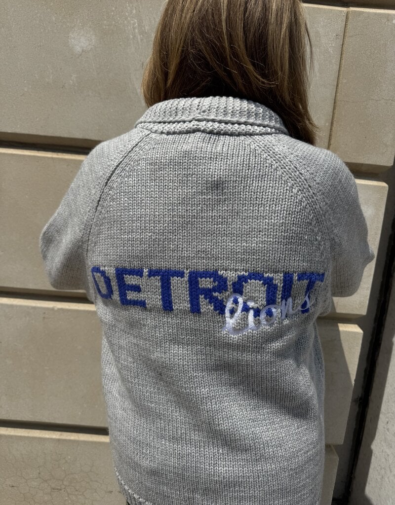 Pink Pineapple Detroit Lions Varsity  Cardigan Grey