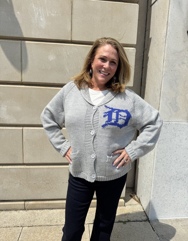 Pink Pineapple Detroit Lions Varsity  Cardigan Grey