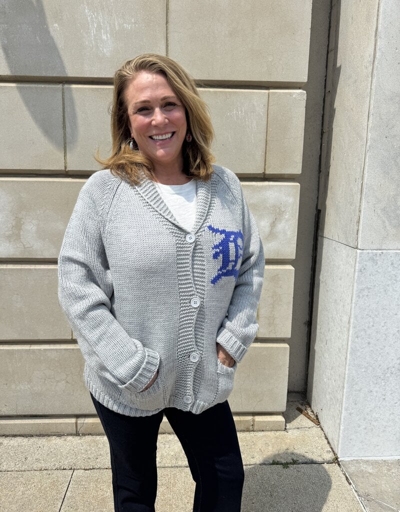 Pink Pineapple Detroit Lions Varsity  Cardigan Grey