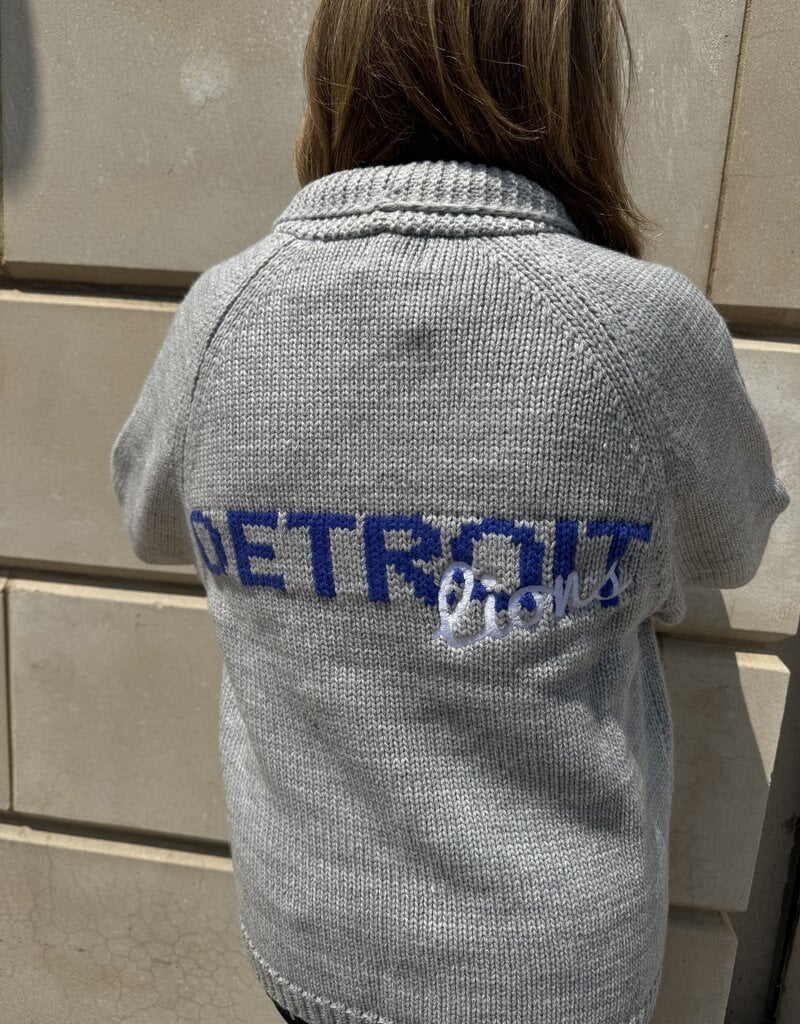 Pink Pineapple Detroit Lions Varsity  Cardigan Grey