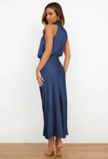 Sweetkama Draped SL Satin Midi Dress