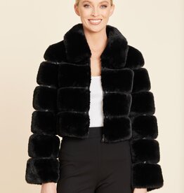 Dolce Cabo Paneled Faux Fur Cropped Jacket