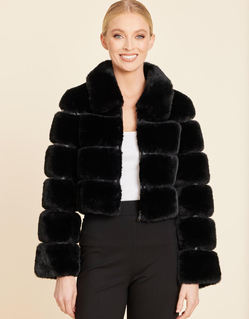 Dolce Cabo Paneled Faux Fur Cropped Jacket