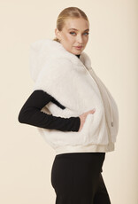 Dolce Cabo Faux Fur Leather Trim Hoody Vest