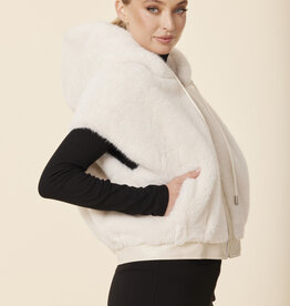 Dolce Cabo Faux Fur Leather Trim Hoody Vest