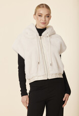 Dolce Cabo Faux Fur Leather Trim Hoody Vest