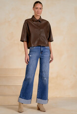 Faux Leather SS Leather Top
