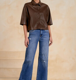Faux Leather SS Leather Top