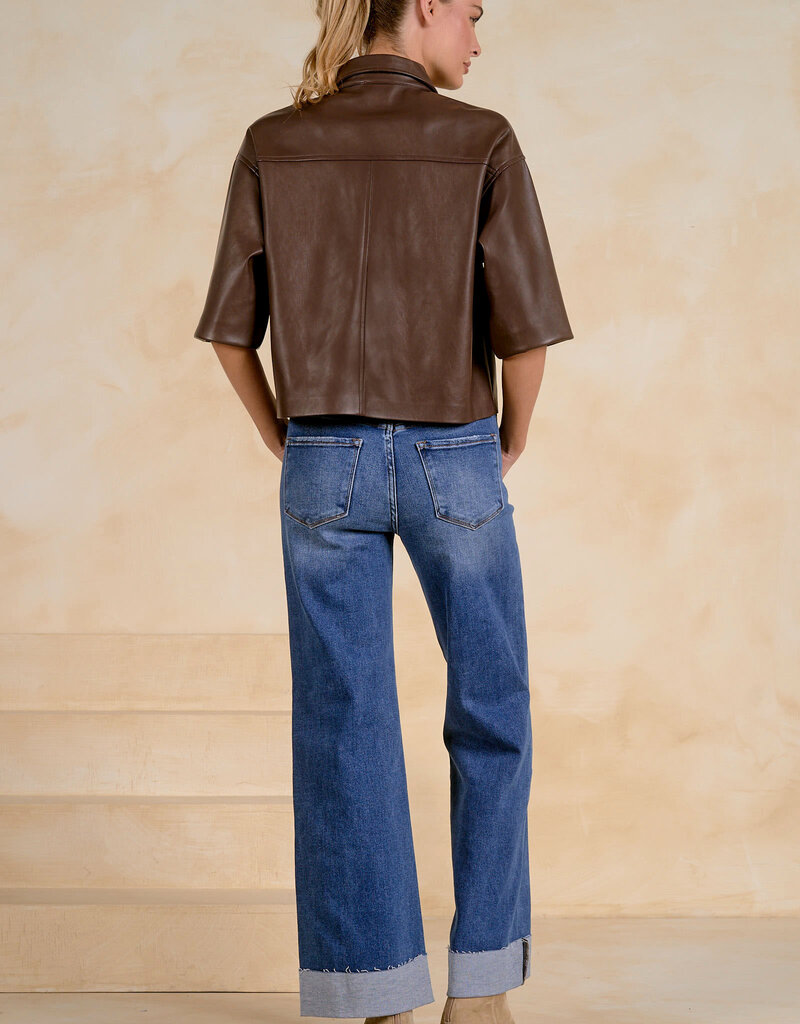 Faux Leather SS Leather Top