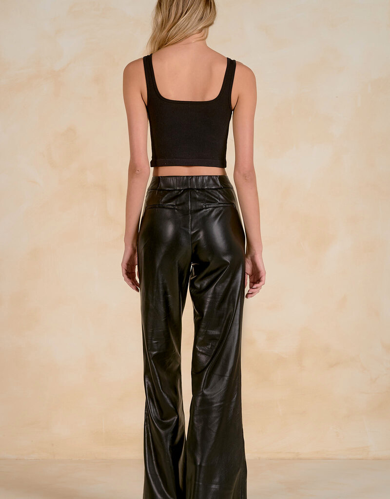 High Waist Flare Faux Leather Pants
