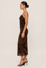 Lace Burn Out Velvet Floral Mesh Midi Dress