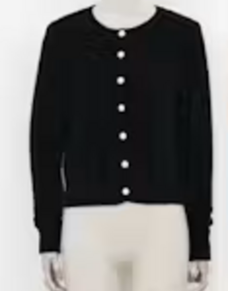 Fuzzy Cardigan w/ Pearl Buttons