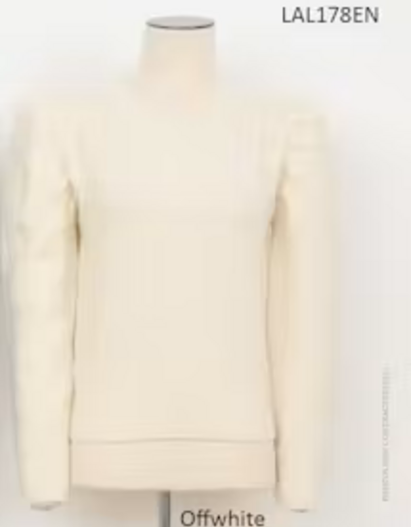 Patterned Knit Sweater w/ Puff Sleeve
