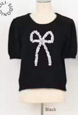 Sequined Bow SS Sweater