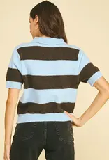 Color Block SS Knit Polo Sweater