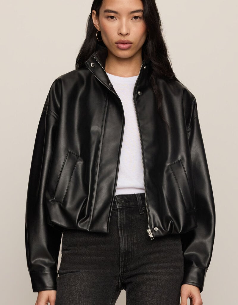 Corin Leather Bubble Hem Jacket