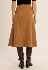 Faux Suede Midi Skirt w/ Buttons
