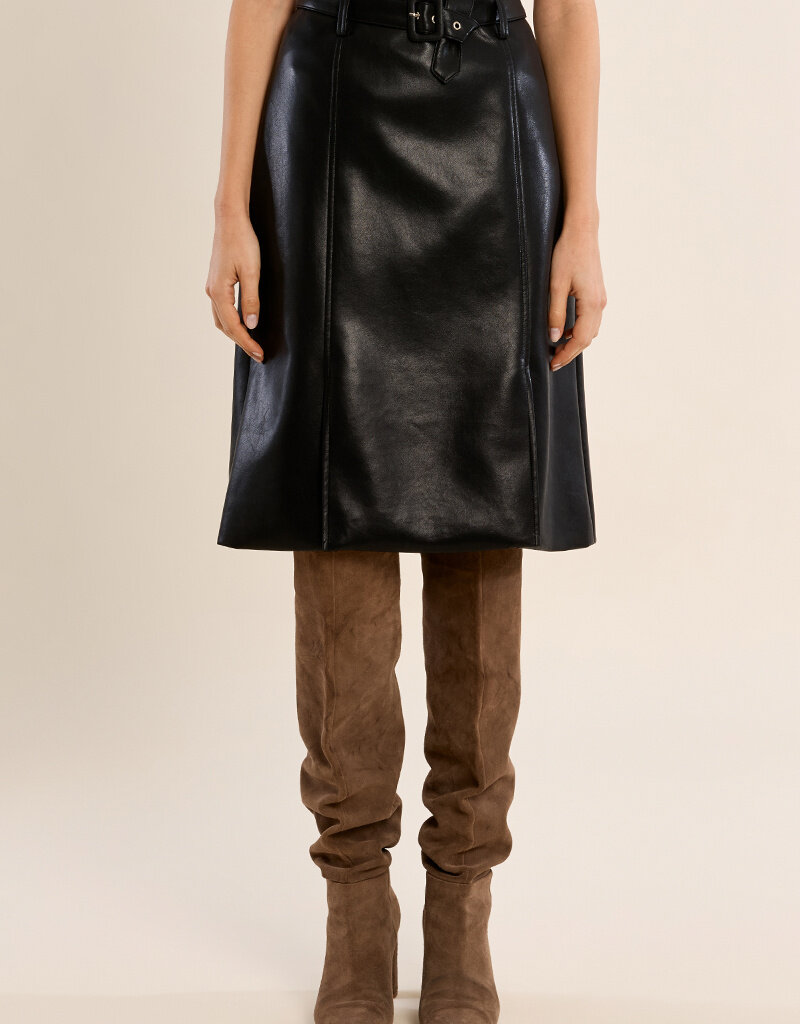 Faux Leather Midi Skirt