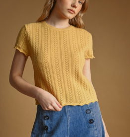 Pointelle SS Knit Top
