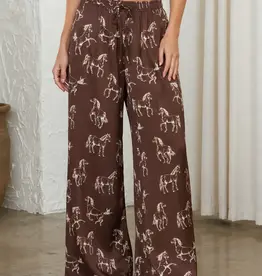 Horse Print Satin Pant