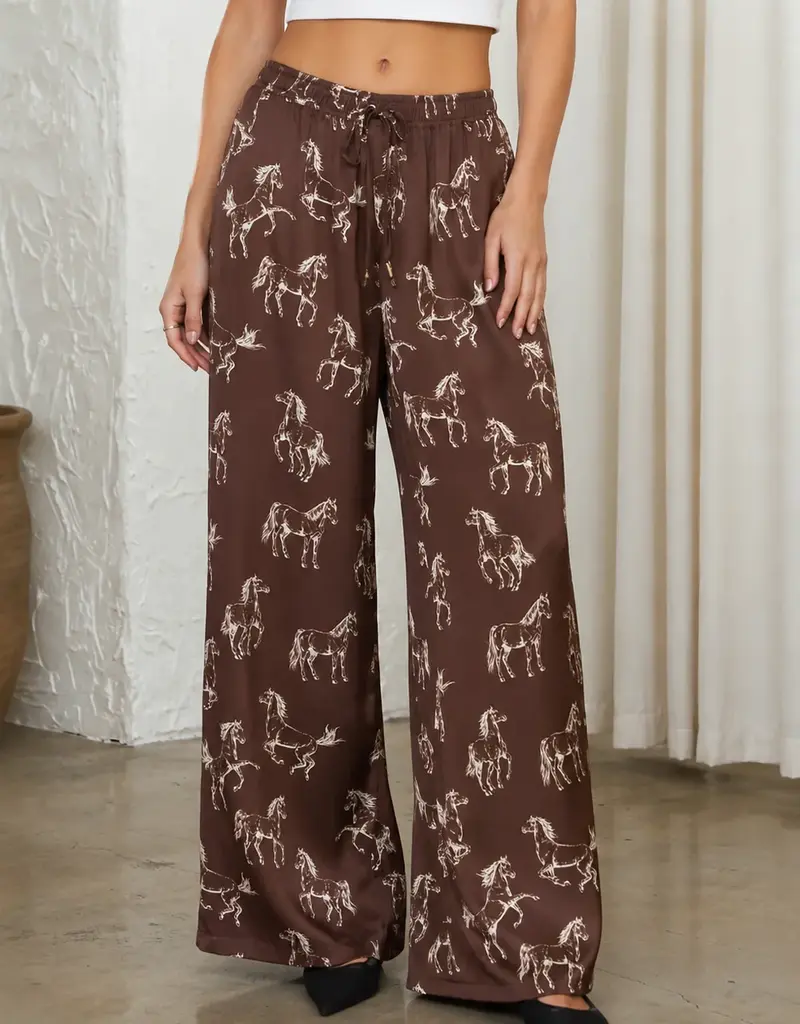 Horse Print Satin Pant