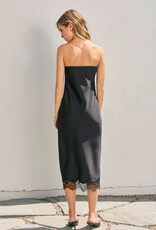 Strapless with Asyetrical Lace Trim Dress