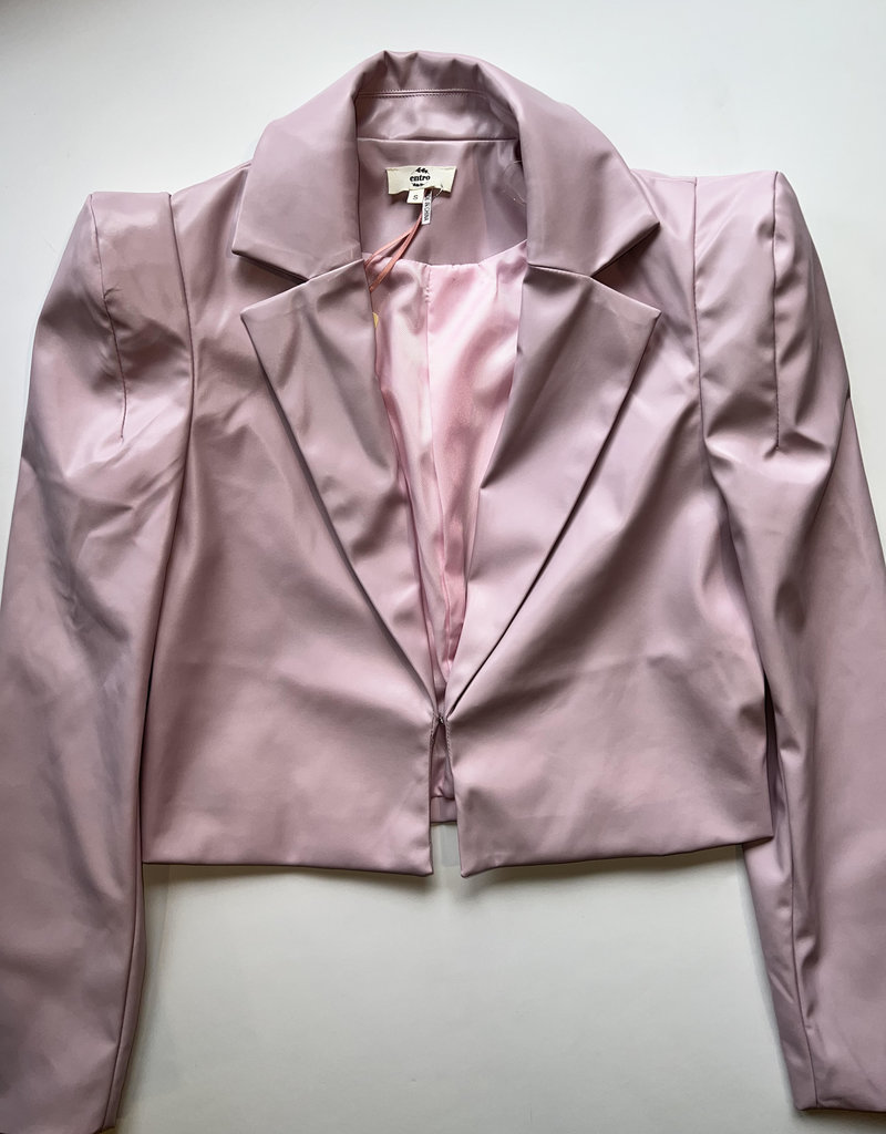 Lilac cropped leather jacket
