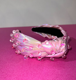 Iridescent Pink Headband With Beads