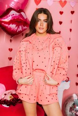 QOS Pink Jewel Heart Shacket