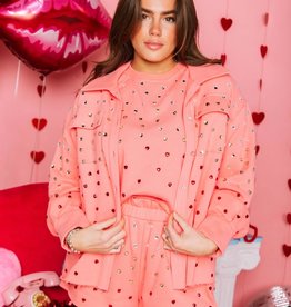 QOS Pink Jewel Heart Shacket