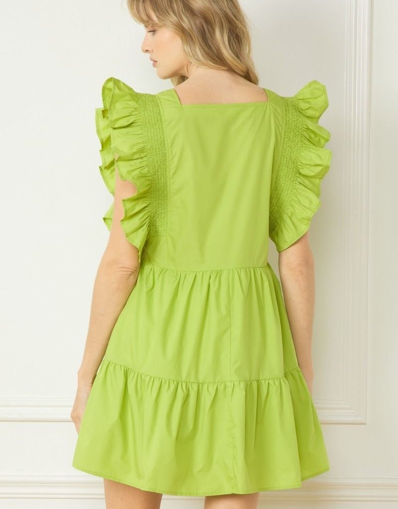 Chartreuse green tiered dress