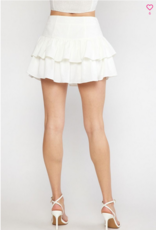 White High-Waist Tiered Ruffle Skirt