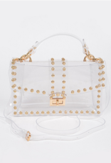 Gold ROUND Studded Clear Purse