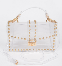Gold ROUND Studded Clear Purse