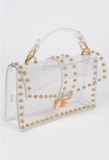 Gold ROUND Studded Clear Purse