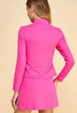 Bright Pink Long Sleeve Quarter Zip