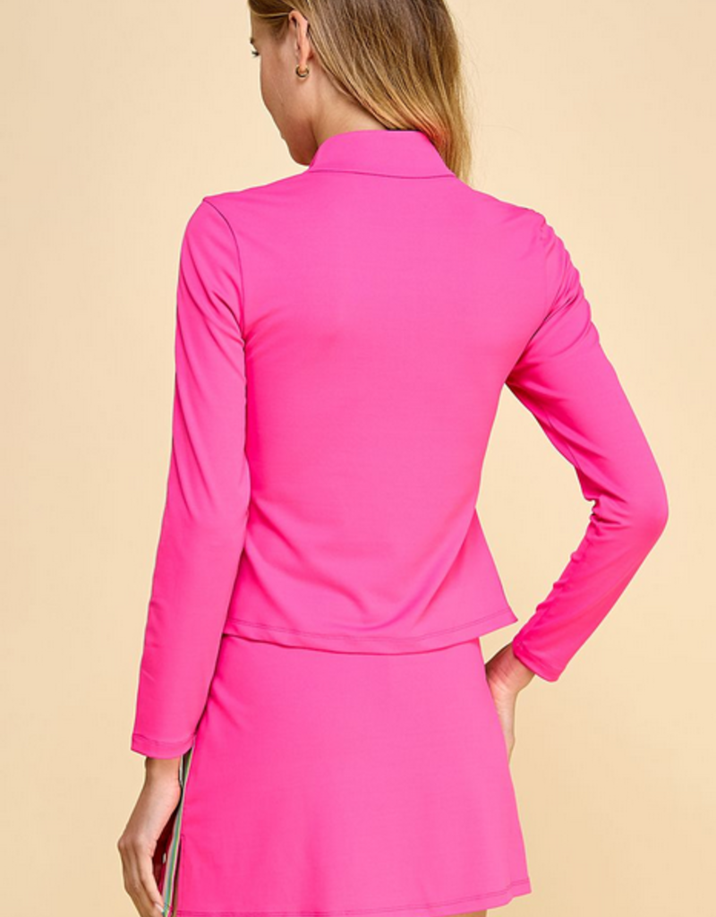 Bright Pink Long Sleeve Quarter Zip