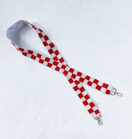 Checkered Red and White Purse Strap