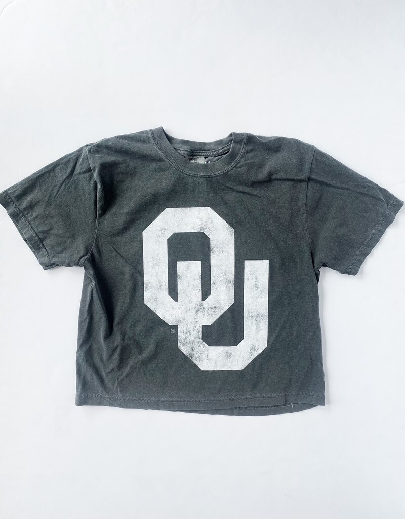 Grey Cropped Ou Logo Comfort Colors Tee