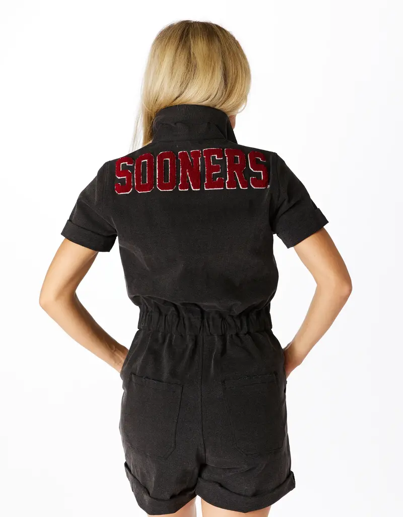 Black Denim Sooners Romper