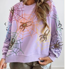 Queen of Sparkles Lavender Spiderweb Sweatshirt