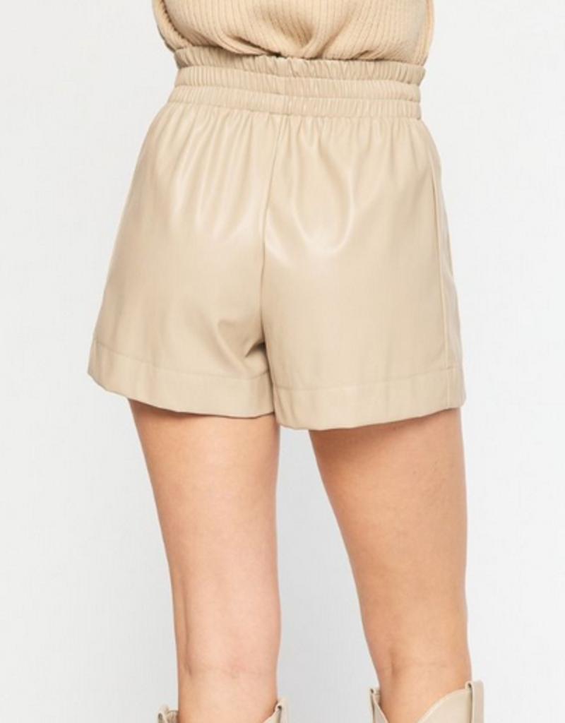 Cream Leather Shorts