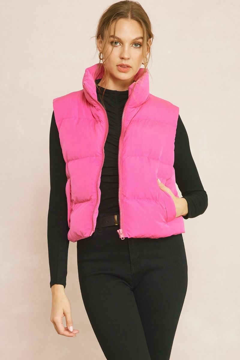 Pink Puffer Vest - Blush Boutique