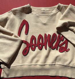 Ivory Sooners Corded Crop Sweatshirt