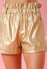 Gold leather paperbag shorts