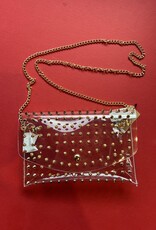 Clear Gold Studded Clutch