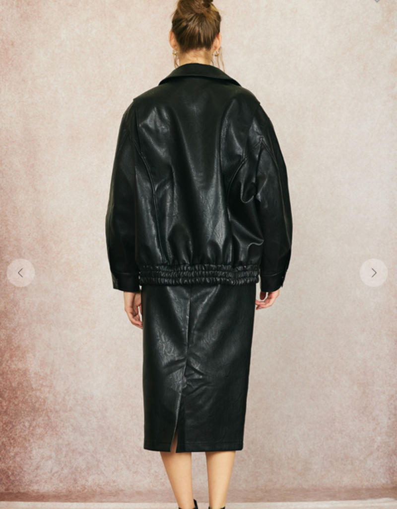 Oversized Black Leather Jacket